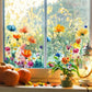 💐 Étiquette de fenêtre avec bouquet de fleurs colorées 🖼️ (découpable librement)