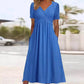 🌷50% de réduction au printemps🌷Femmes Col V Manches Courtes Robes Longues