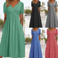 🌷50% de réduction au printemps🌷Femmes Col V Manches Courtes Robes Longues